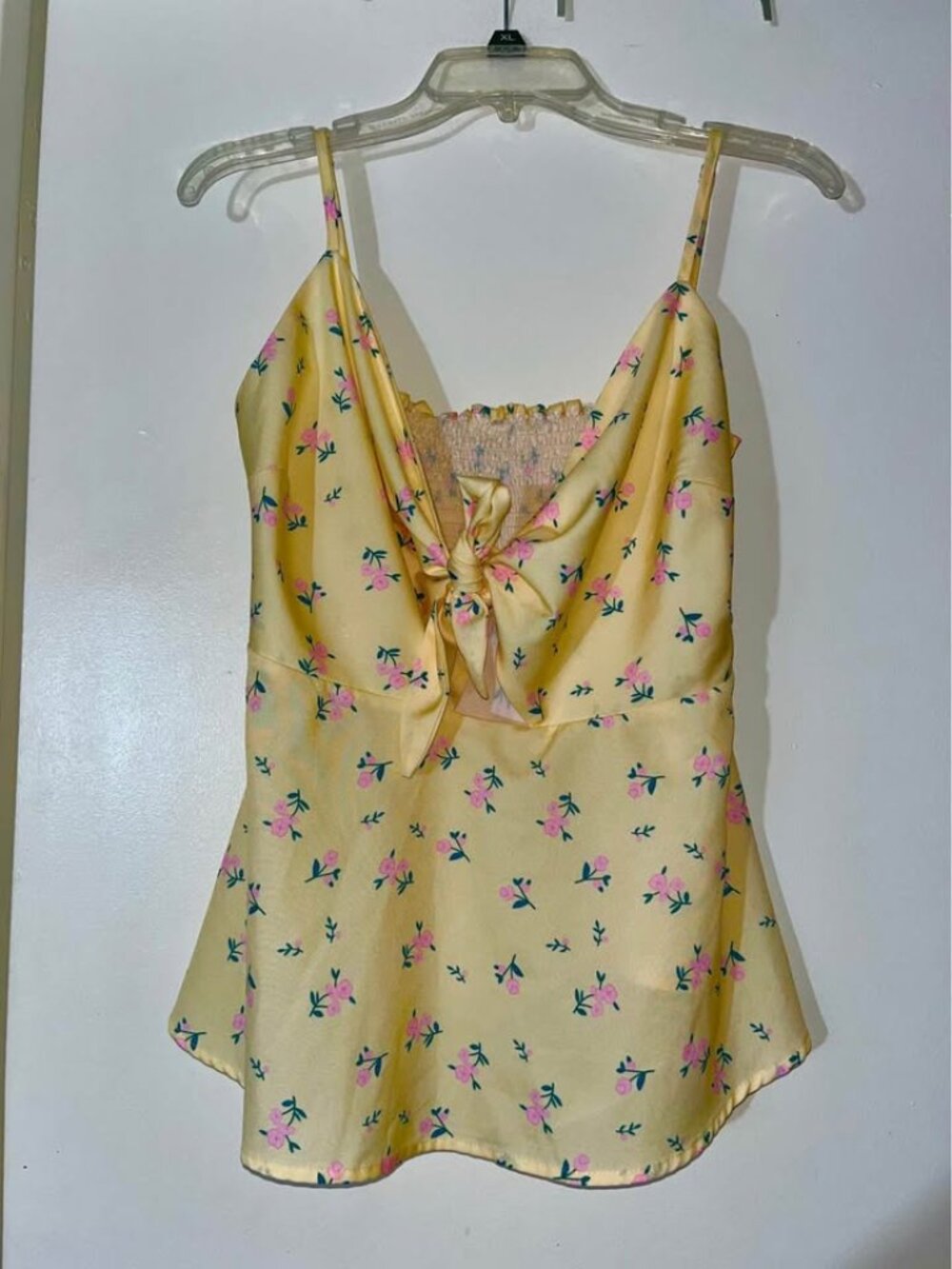 Yellow Floral Spaghetti Strap Cami Top